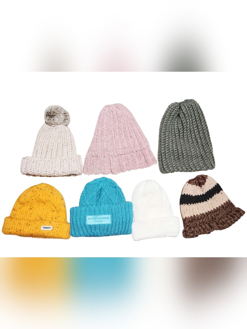 Beanie Caps Bundle Of 7. Colorful Beanie Caps Lot.